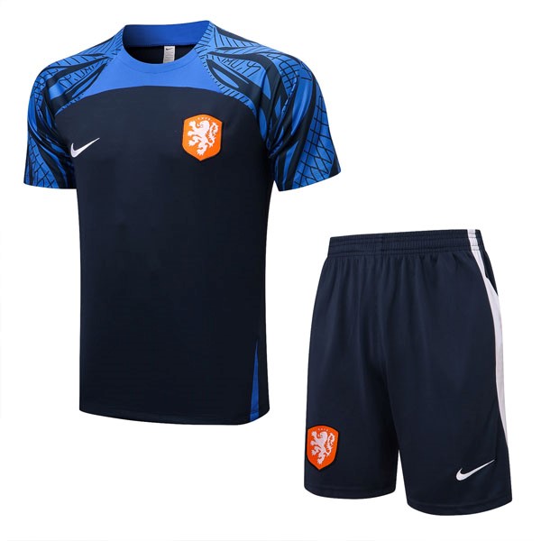 Trainingsshirt Niederlande Komplett-Set 2022-23 Schwarz Blau